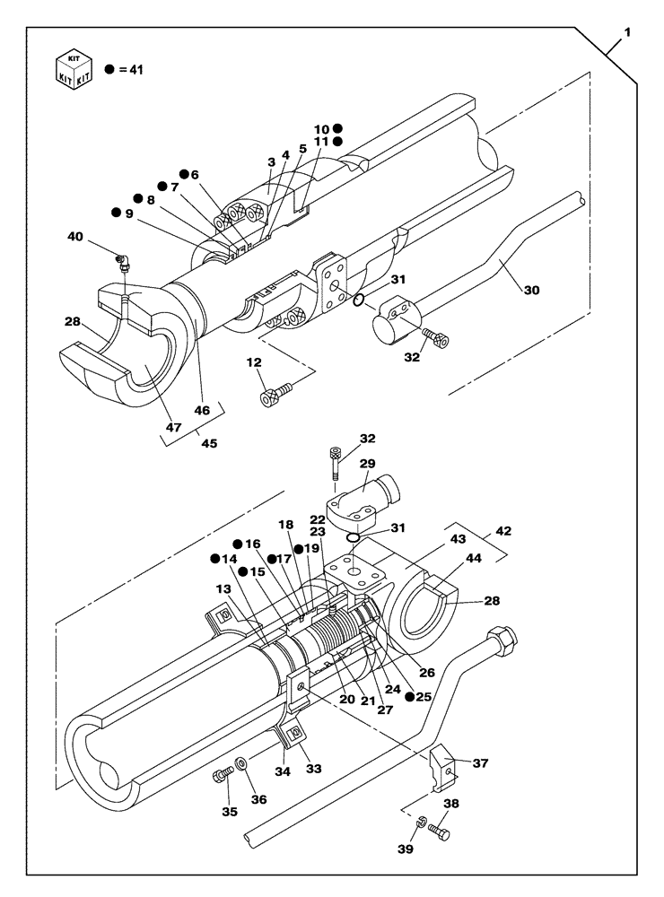 Схема запчастей Case CX300C - (08-302-00[01]) - DIPPER CYLINDER - WITHOUT SAFETY VALVE (08) - HYDRAULICS