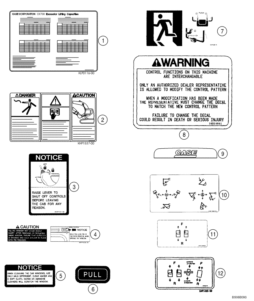 Схема запчастей Case CX700 - (09-403-00[01]) - DECALS - WARNING (09) - CHASSIS/ATTACHMENTS