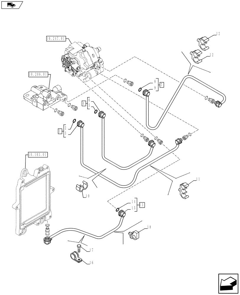 Схема запчастей Case F4HFE6131 A005 - (10.218.01) - FUEL LINE (10) - ENGINE