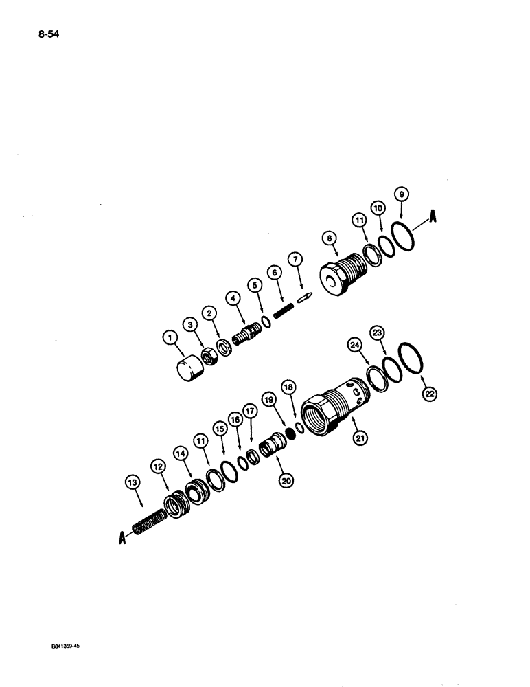 Схема запчастей Case W30 - (8-54) - MAIN RELIEF VALVE (08) - HYDRAULICS