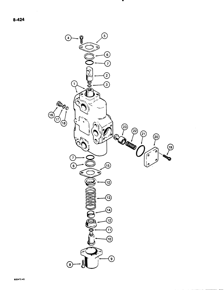 Схема запчастей Case 1455B - (8-424) - DOZER TILT, TILT AND PITCH, OR, ANGLE SECTION (08) - HYDRAULICS