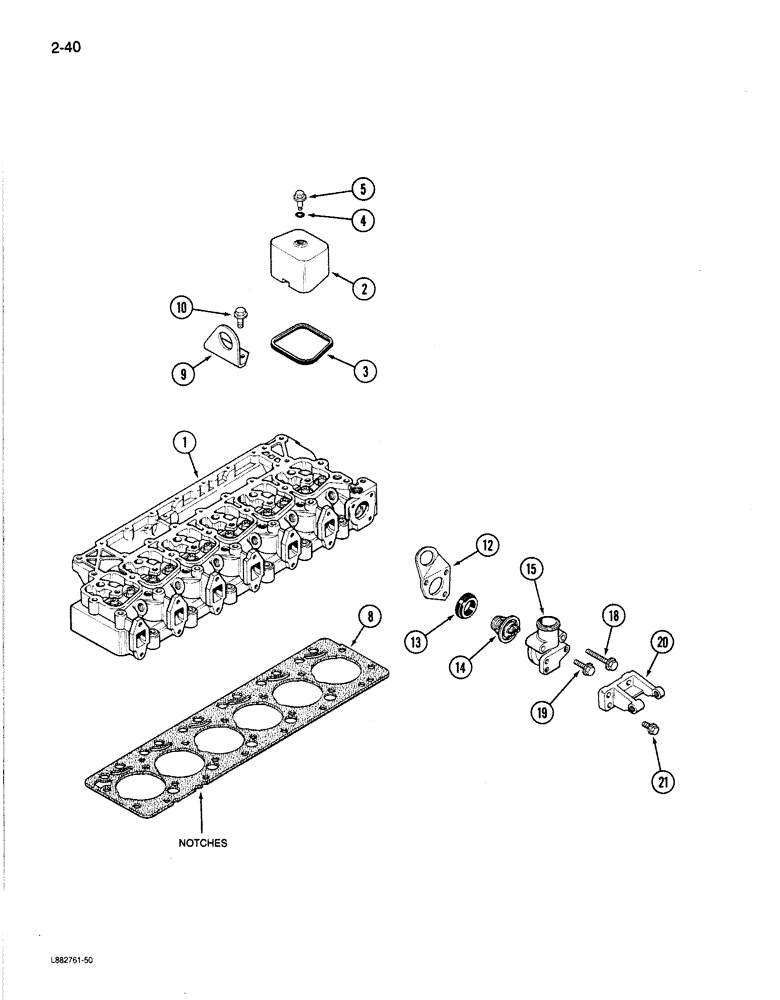 Схема запчастей Case 780C - (2-40) - CYLINDER HEAD COVER, 6T-590 ENGINE (02) - ENGINE