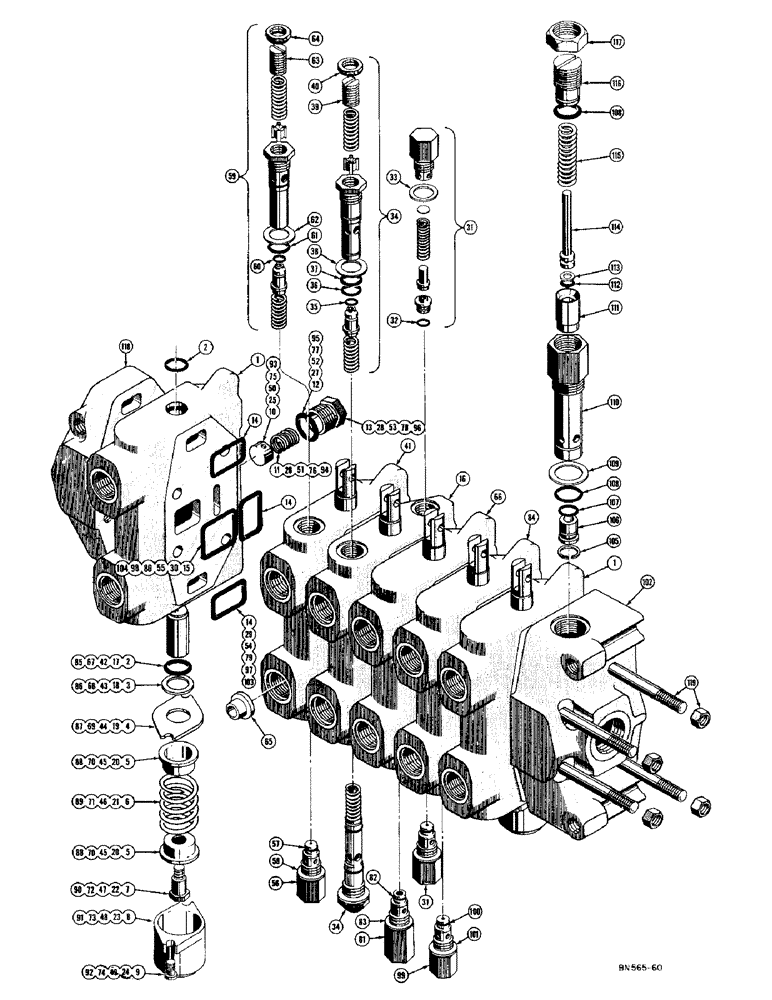 Схема запчастей Case 420C - (292) - D27563 HYDRAULIC CONTROL VALVE (07) - HYDRAULIC SYSTEM