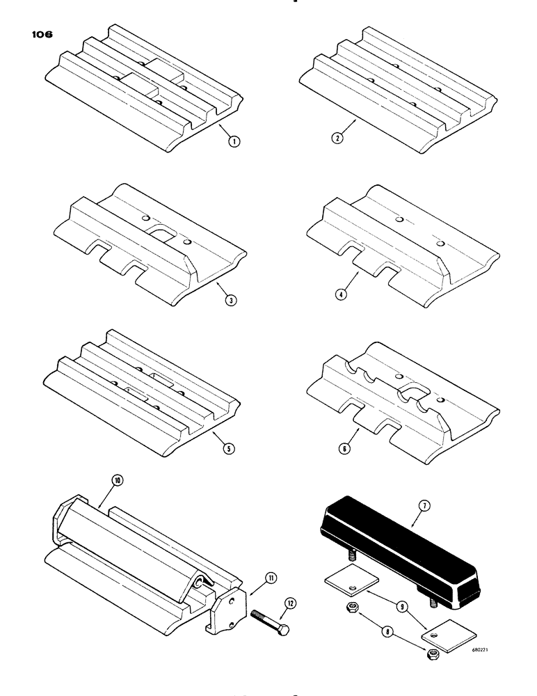 Схема запчастей Case 1150 - (106) - TRACK SHOES (04) - UNDERCARRIAGE