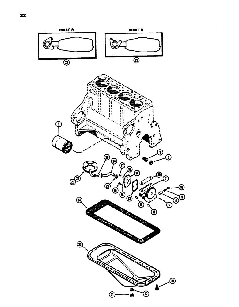 Схема запчастей Case 450 - (032) - OIL FILTER, (188) DIESEL ENGINE (01) - ENGINE