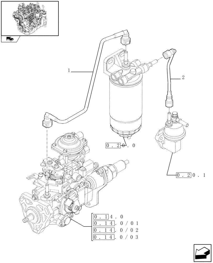 Схема запчастей Case 321E - (0.20.3) - PIPING - FUEL (01) - ENGINE