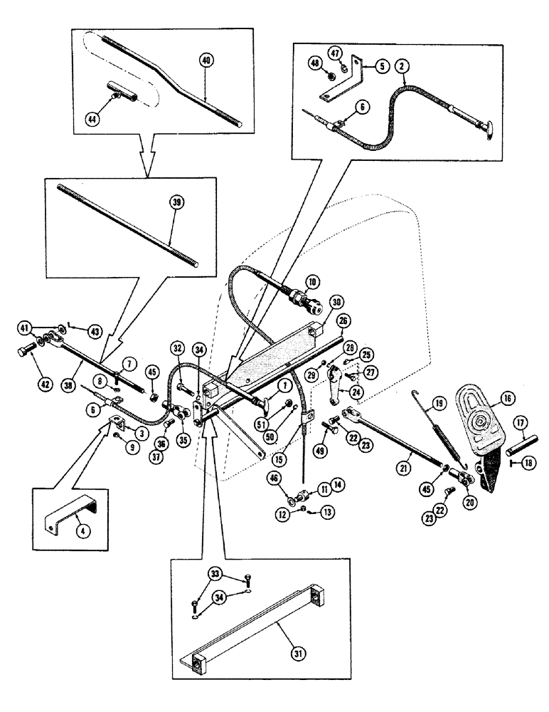 Схема запчастей Case 800 - (096) - ENGINE CONTROL SYSTEM, ACCELERATOR, THROTTLE, LINKAGE (01) - ENGINE