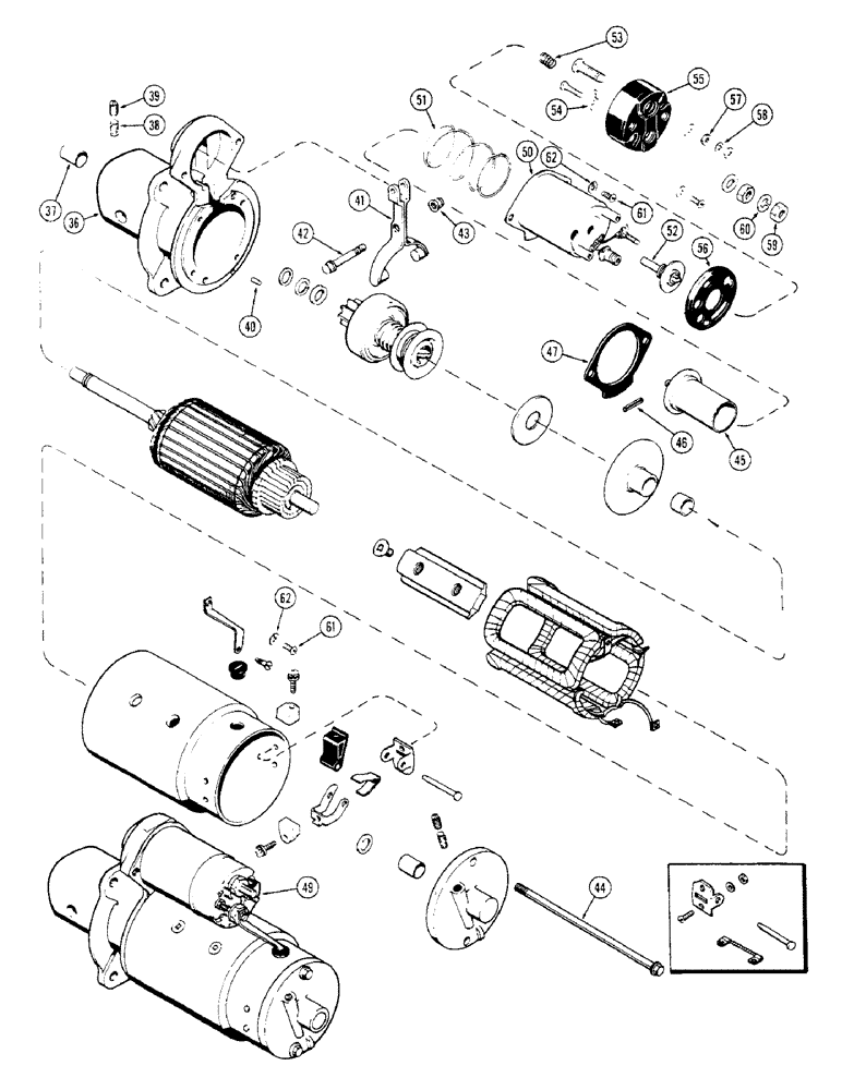 Схема запчастей Case 350 - (088) - D45731 STARTER, WITH 9 TOOTH DRIVE PINION (06) - ELECTRICAL SYSTEMS