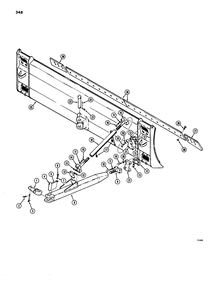 Схема запчастей Case 1450 - (348) - MECHANICAL ANGLE DOZER, BLADE AND STRUTS (09) - CHASSIS/ATTACHMENTS