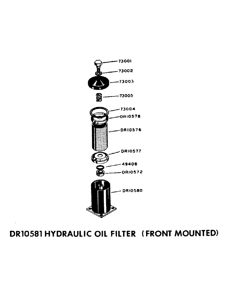 Схема запчастей Case 310B - (34) - DR10581 HYDRAULIC OIL FILTER (FRONT MOUNTED) 