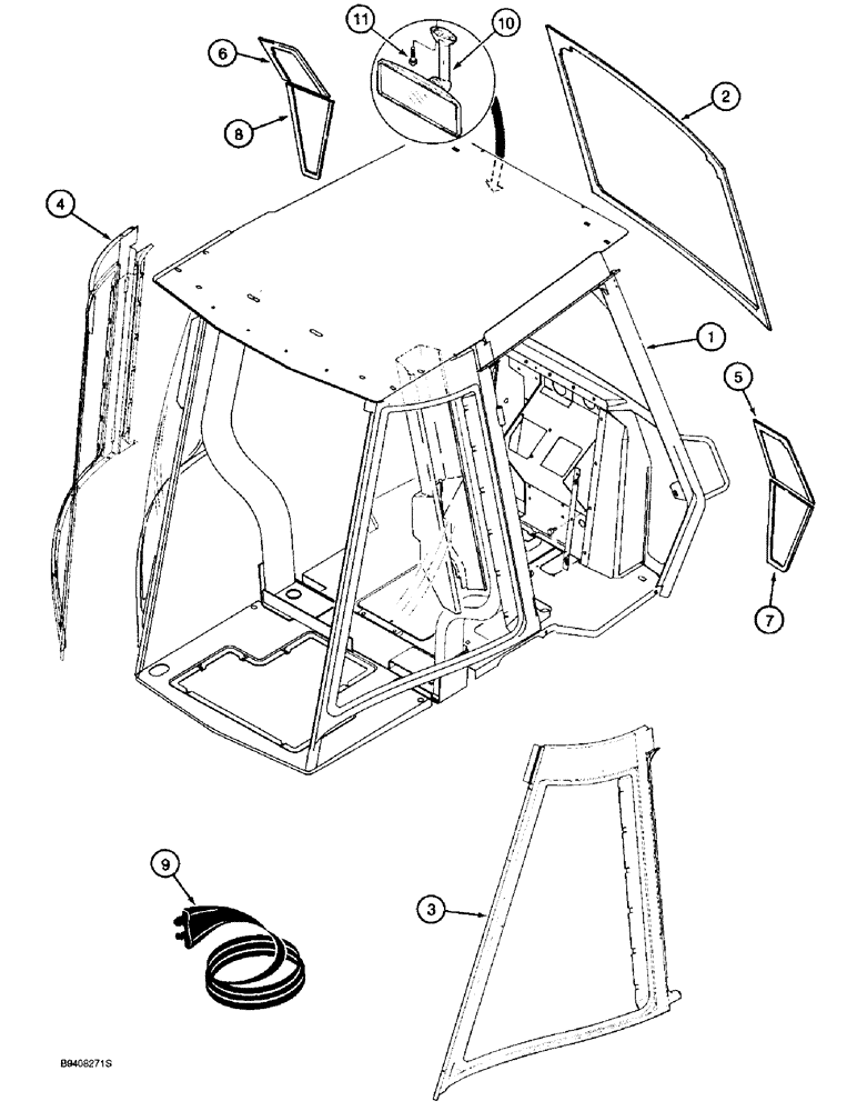 Схема запчастей Case 570LXT - (9-124) - ROPS CAB AND GLASS (09) - CHASSIS/ATTACHMENTS