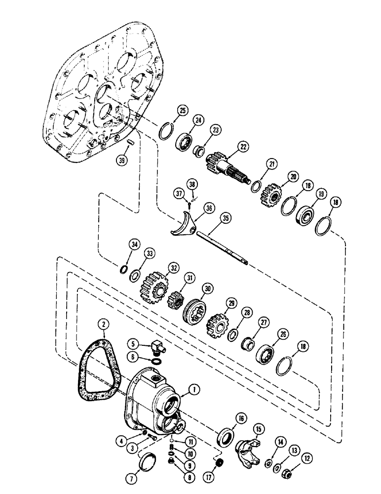 Схема запчастей Case 750 - (074) - MECHANICAL RANGE SHIFT, 1ST USED TRANS. SER. NO. 2129206 (03) - TRANSMISSION