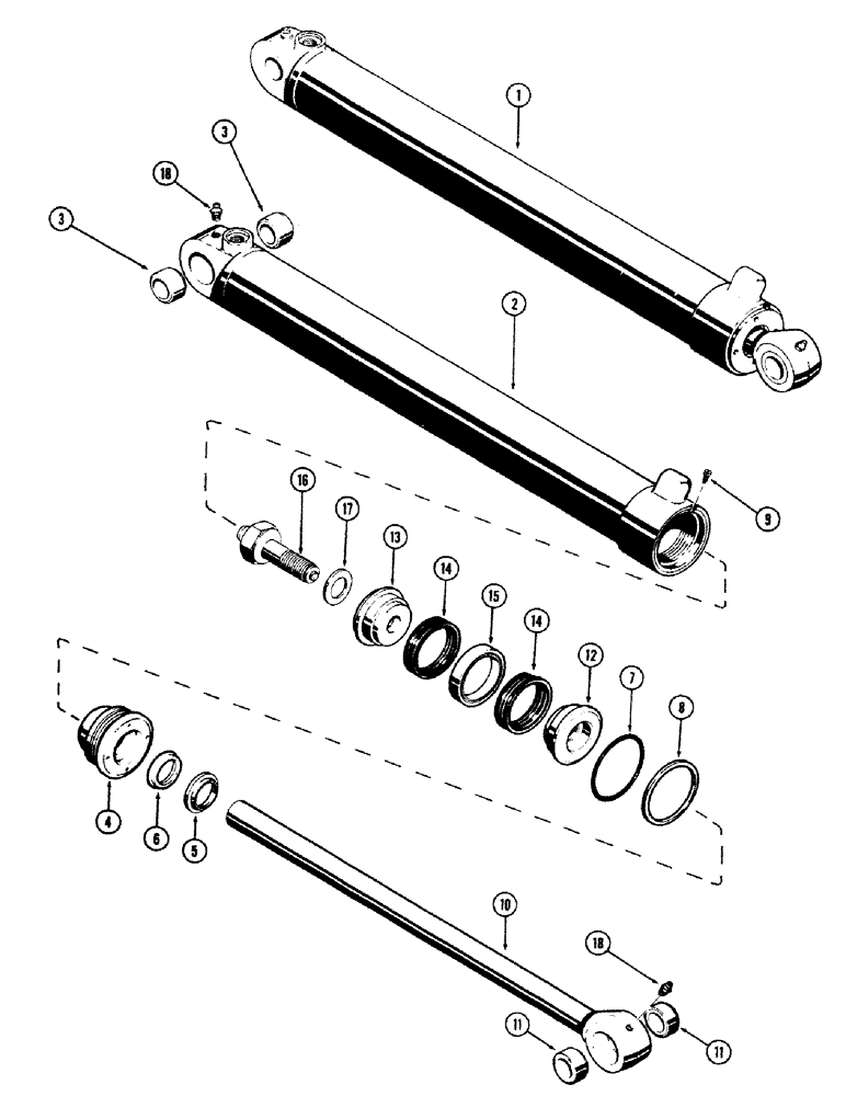 Схема запчастей Case 680CK - (318) - G32692 BACKHOE BOOM CYLINDER, 5" DIA. CYLINDER WITH 39-3/16" STROKE W/ 2 PIECE GLAND SEAL (35) - HYDRAULIC SYSTEMS