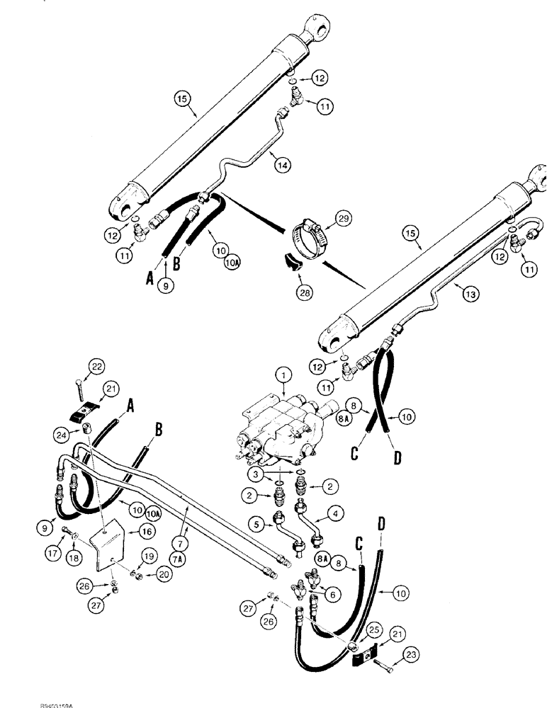 Схема запчастей Case 480F - (8-010) - LOADER LIFT CYLINDER HYDRAULIC CIRCUIT (08) - HYDRAULICS