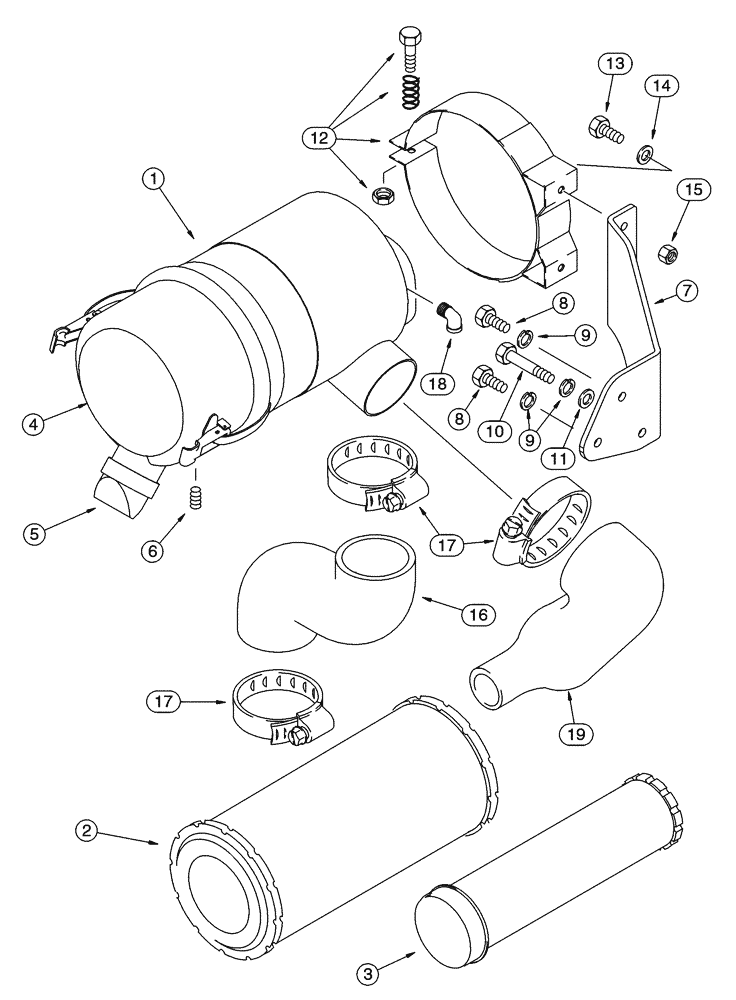 Схема запчастей Case 75XT - (02-05) - AIR CLEANER - ENGINE (02) - ENGINE