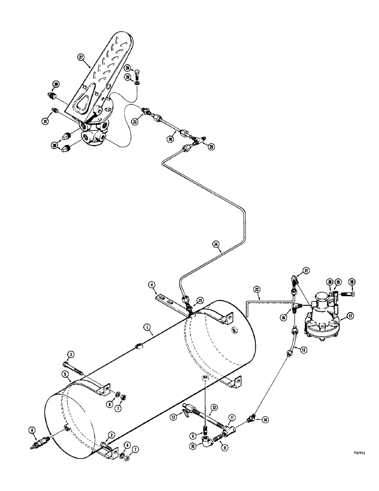 Схема запчастей Case 780 - (256) - BRAKE SYSTEM, MOISTURE EJECTION VALVE AND TREADLE (07) - BRAKES