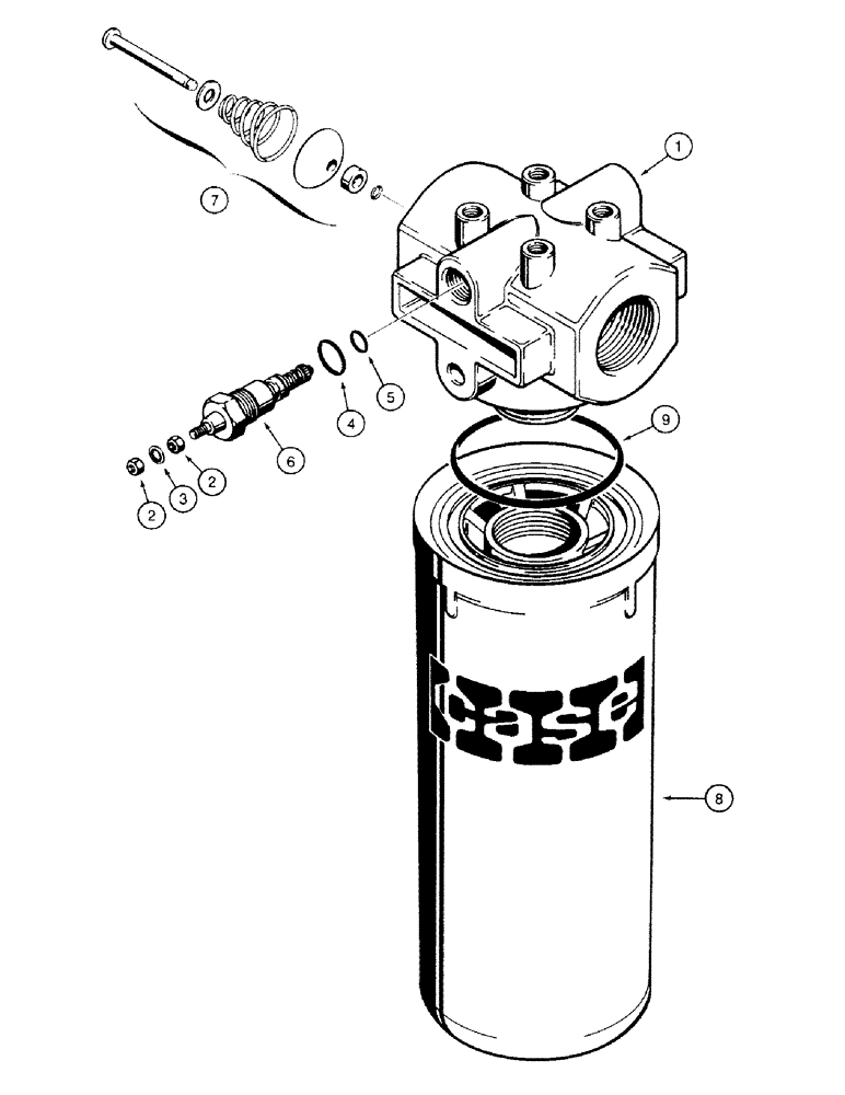 Схема запчастей Case 580SK - (8-340) - HYDRAULIC OIL FILTER (08) - HYDRAULICS