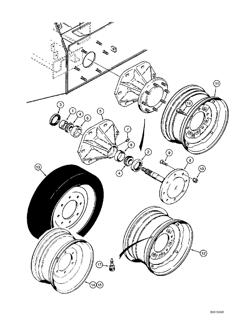 Схема запчастей Case 1845C - (06-24) - AXLES - WHEEL, - JAF0192378 (06) - POWER TRAIN