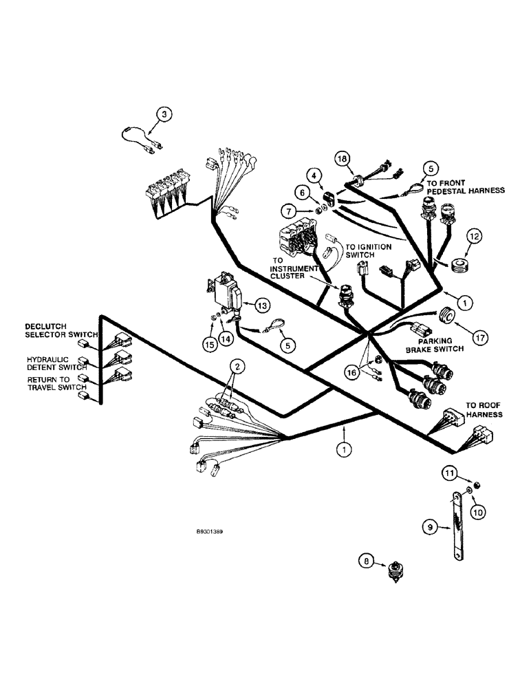 Схема запчастей Case 821B - (4-24) - MAIN CANOPY HARNESS, TRANSMISSION CONTROL (04) - ELECTRICAL SYSTEMS