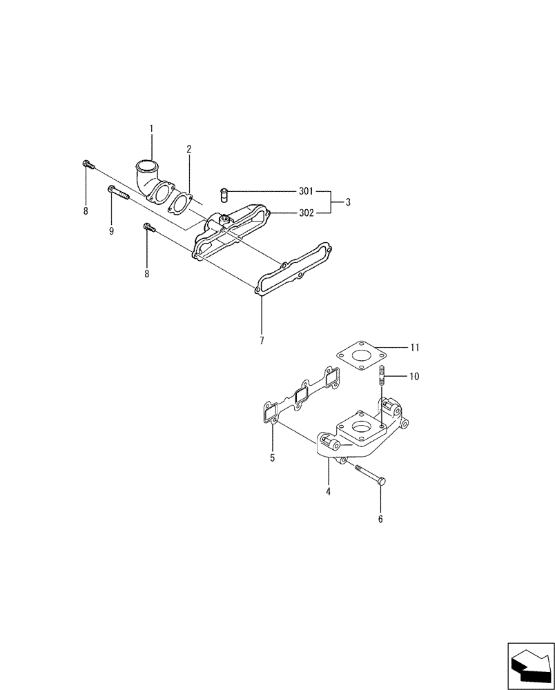 Схема запчастей Case CX17B - (08-012) - MANIFOLD (10) - ENGINE