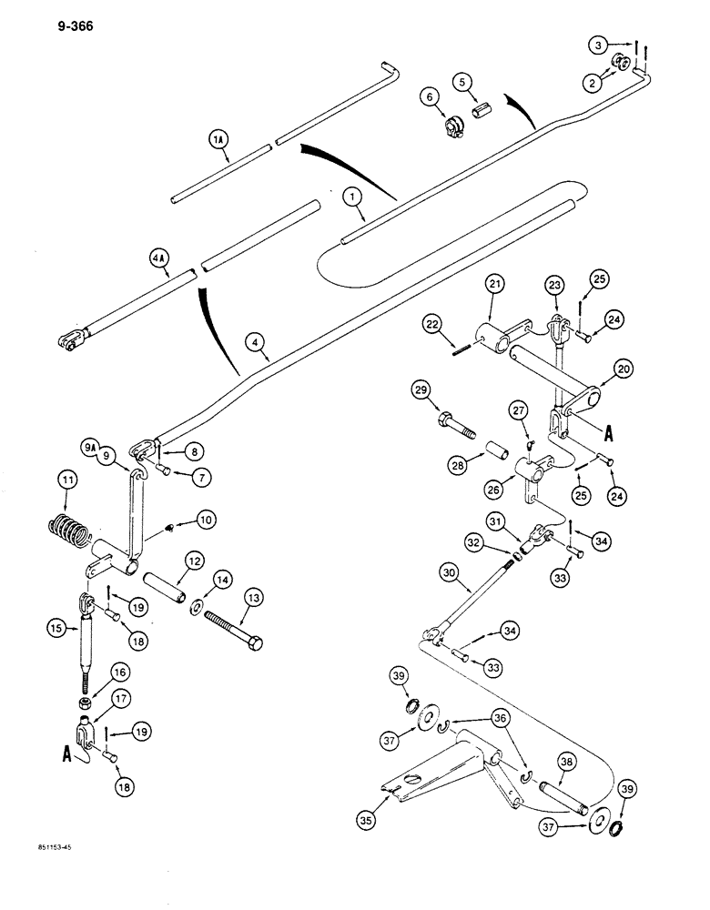 Схема запчастей Case 680K - (9-366) - LOADER ANTIROLLBACK CONTROL (09) - CHASSIS/ATTACHMENTS