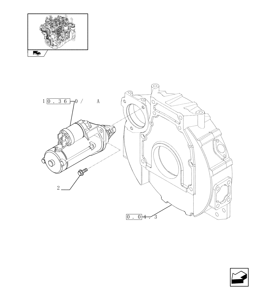 Схема запчастей Case 121E - (0.36.0) - STARTER MOTOR (01) - ENGINE