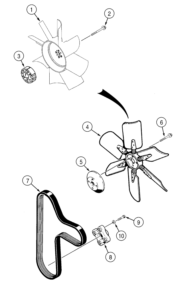 Схема запчастей Case 550H - (2-02) - FAN, FAN BELT (02) - ENGINE