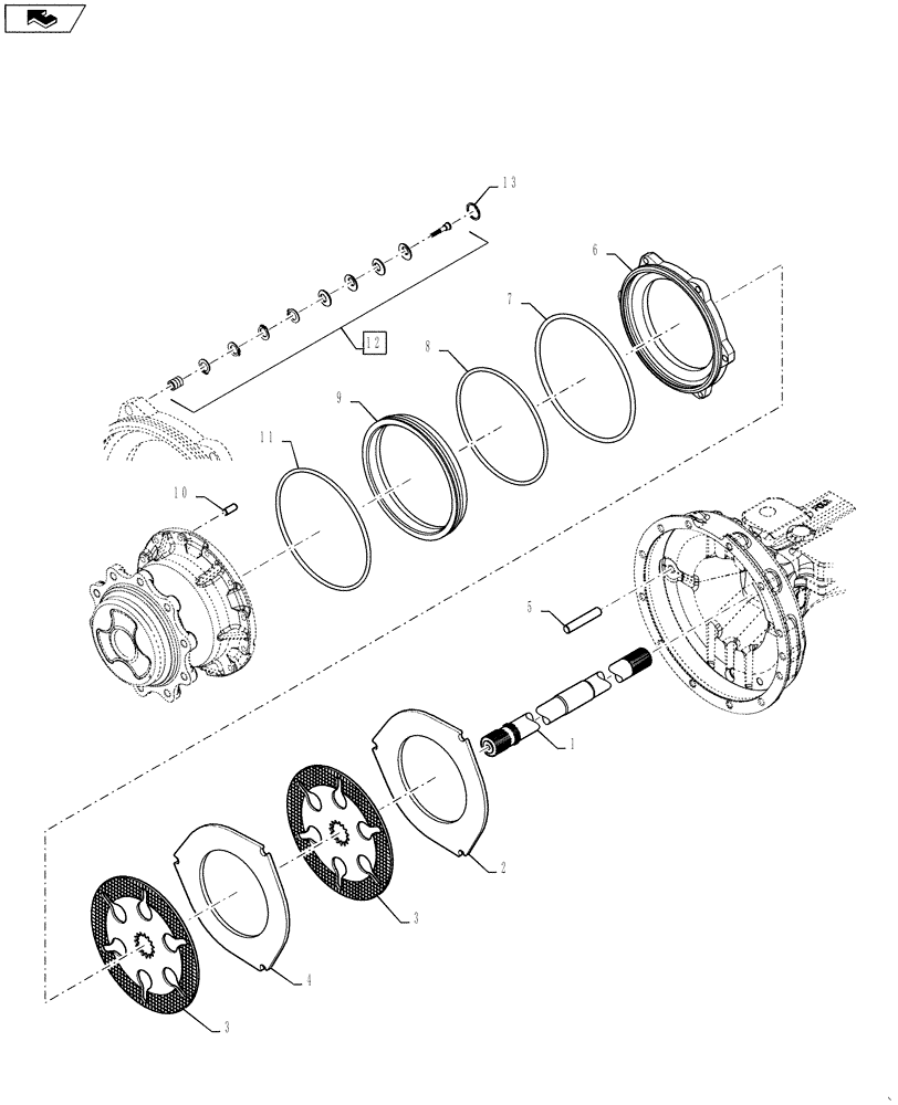 Схема запчастей Case 586H - (25.102.01) - FRONT DRIVE BRAKE DIFFERENTIAL (25) - FRONT AXLE SYSTEM