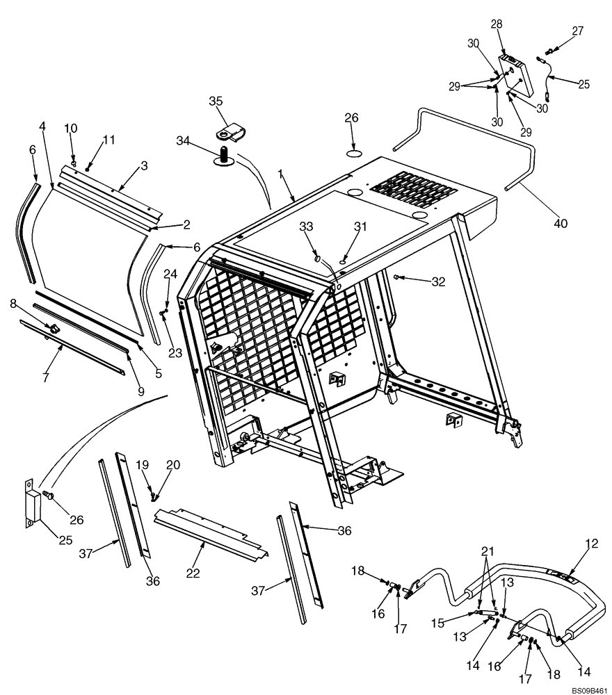 Схема запчастей Case 445CT - (09-23) - FRAME AND SEAT BAR-IF USED (09) - CHASSIS