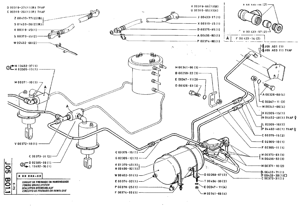 Схема запчастей Case TY45 - (J05 B01.1) - TOWING BRAKE SYSTEM (18) - ATTACHMENT ACCESSORIES