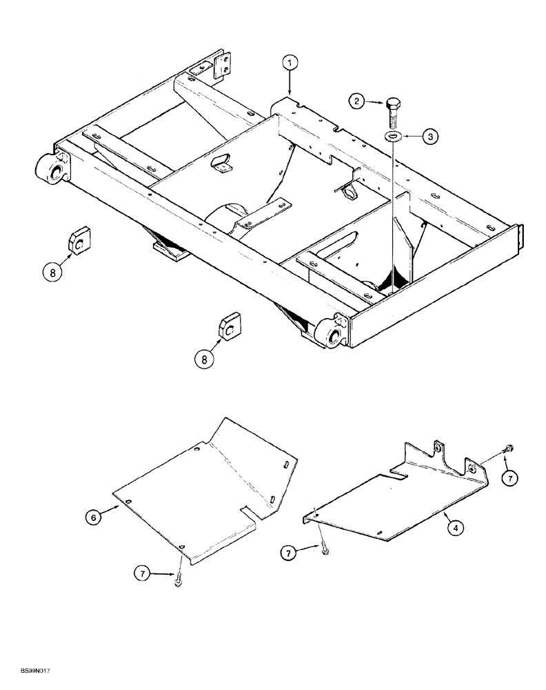 Схема запчастей Case 650G - (9-14) - SEAT AND TANK FRAME (09) - CHASSIS/ATTACHMENTS