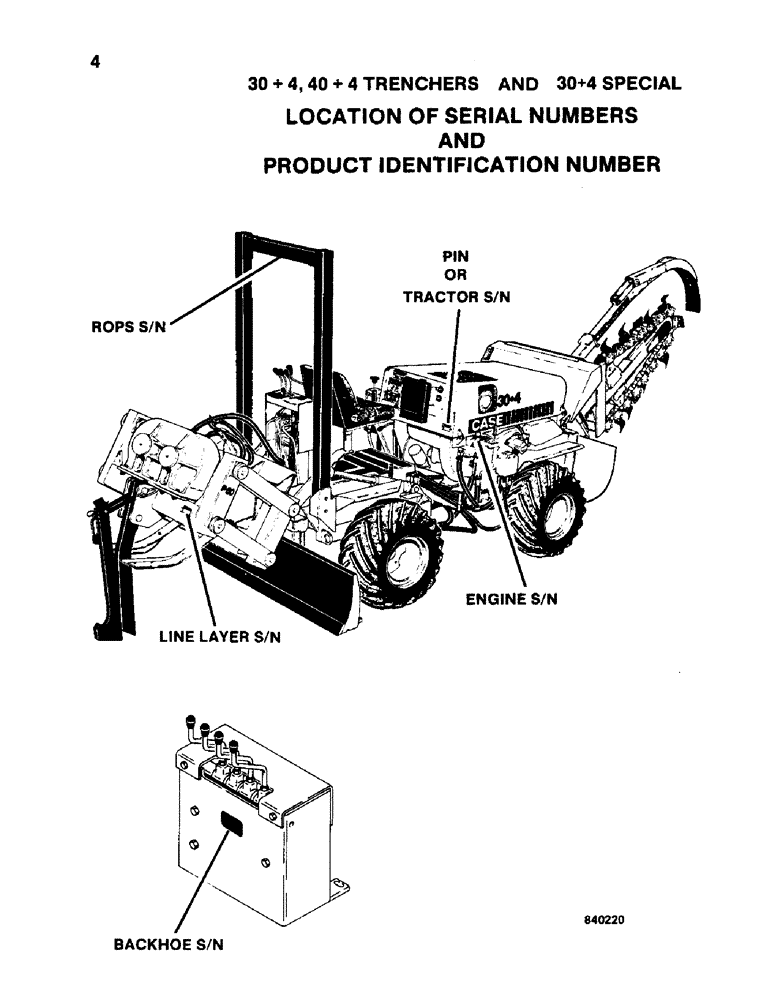 Схема запчастей Case SD100 - (004) - LOCATION OF SERIAL NUMBERS AND PRODUCT IDENTIFICATION NUMBER (05) - SERVICE & MAINTENANCE