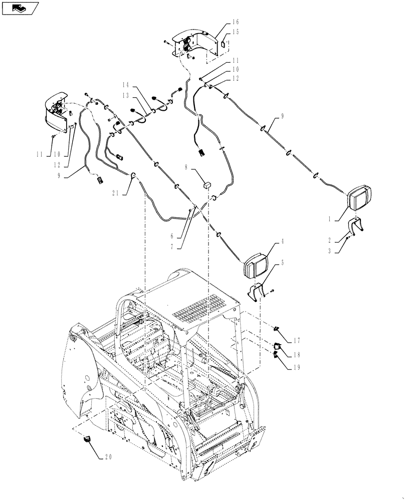 Схема запчастей Case SR150 - (55.404.CY[01]) - EU ROAD LIGHTS SM CASE (SR130,SR150) (55) - ELECTRICAL SYSTEMS