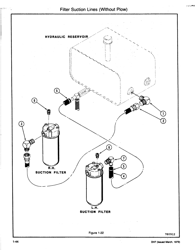 Схема запчастей Case DH7 - (1-44) - FILTER SUCTION LINES (WITHOUT PLOW) (35) - HYDRAULIC SYSTEMS