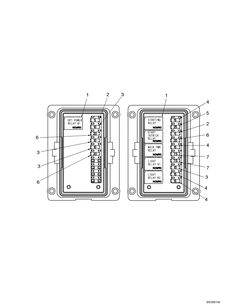 Схема запчастей Case 410 - (04-07B) - FUSE BOX (04) - ELECTRICAL SYSTEMS