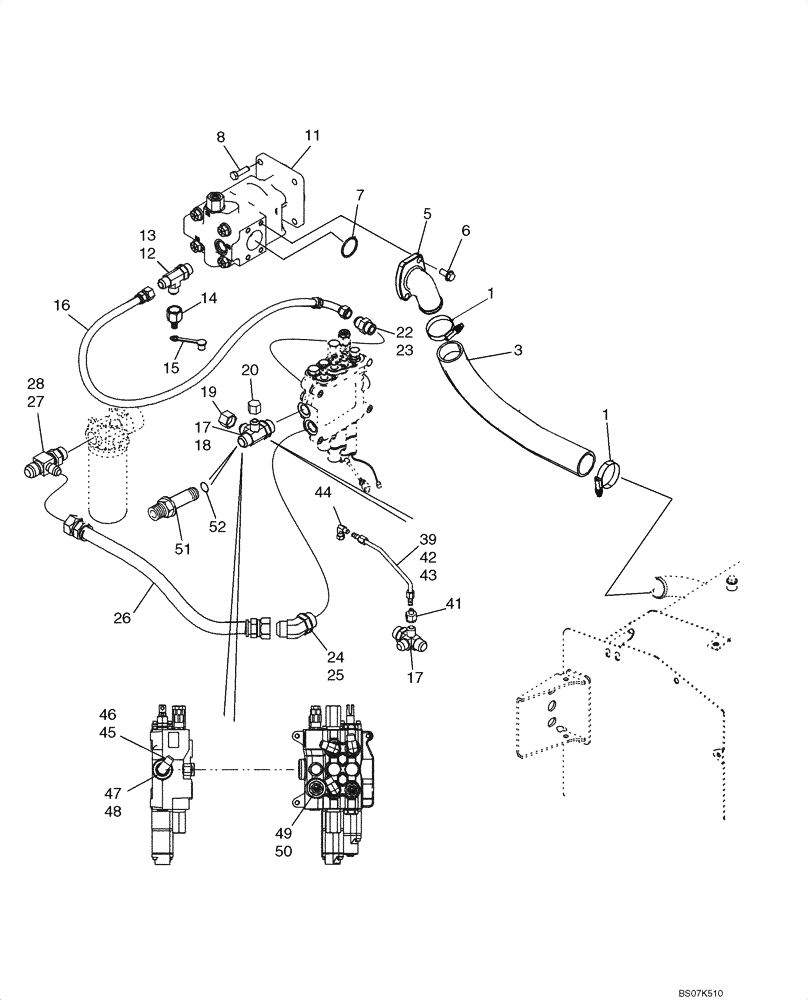 Схема запчастей Case 580M - (08-01) - HYDRAULICS - PUMP, FILTER AND LOADER VALVE (08) - HYDRAULICS