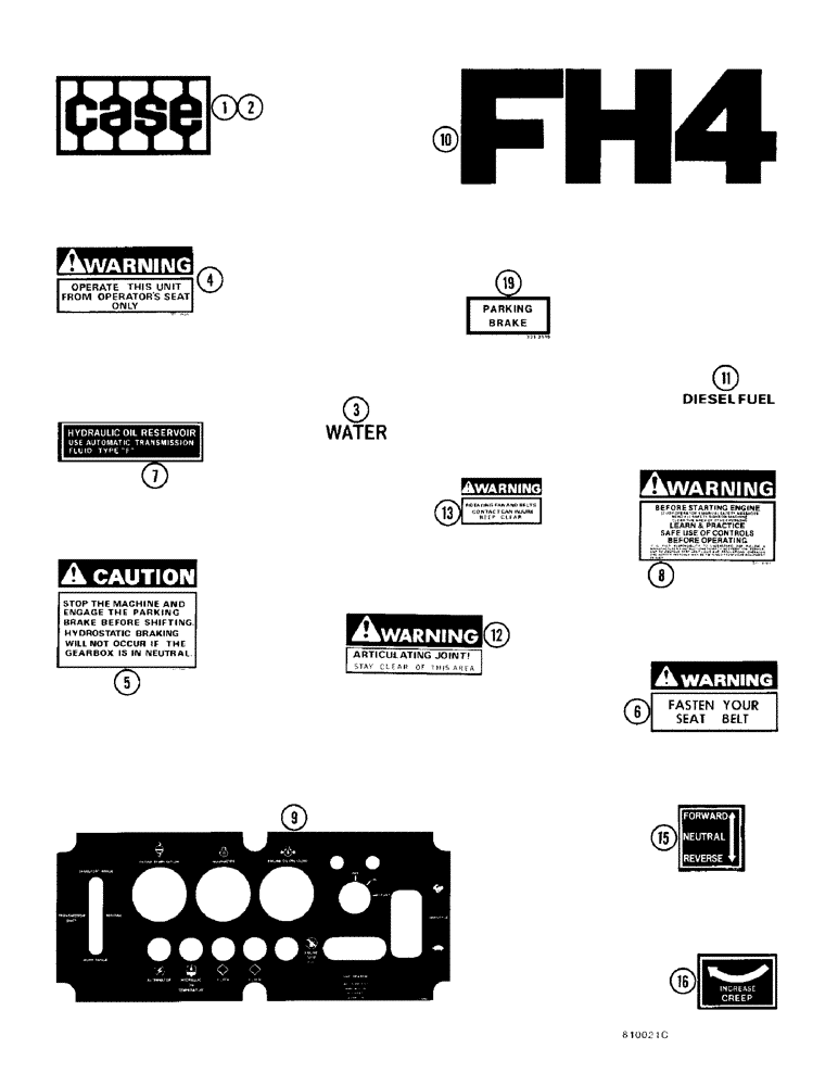 Схема запчастей Case FH4 - (4-02) - DECALS - BASIC UNIT (90) - PLATFORM, CAB, BODYWORK AND DECALS