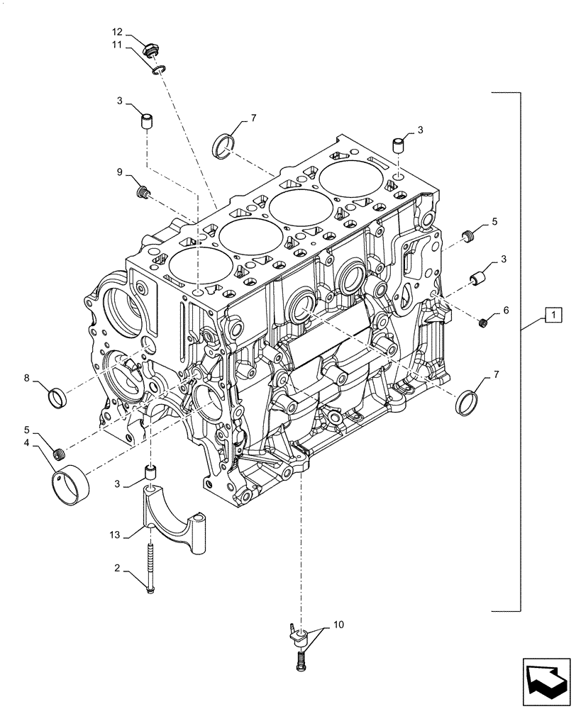 Схема запчастей Case F5CE5454B A005 - (10.001.AB) - CYLINDER BLOCK & RELATED PARTS (10) - ENGINE