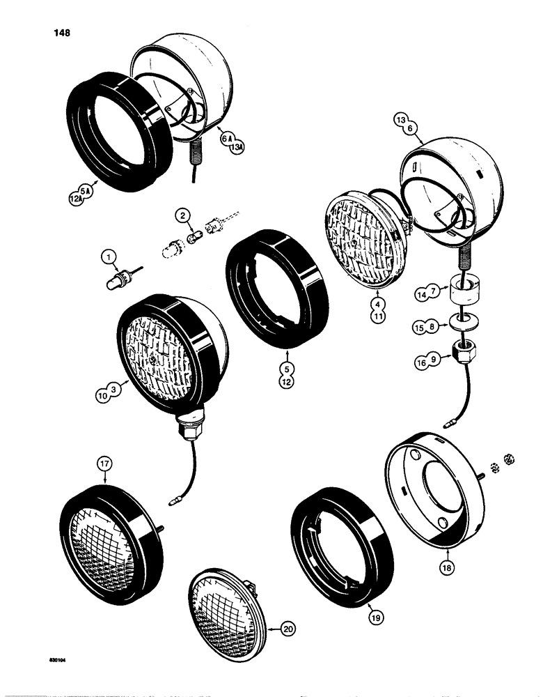 Схема запчастей Case W24C - (148) - LAMPS, INSTRUMENT PANEL LAMP (04) - ELECTRICAL SYSTEMS