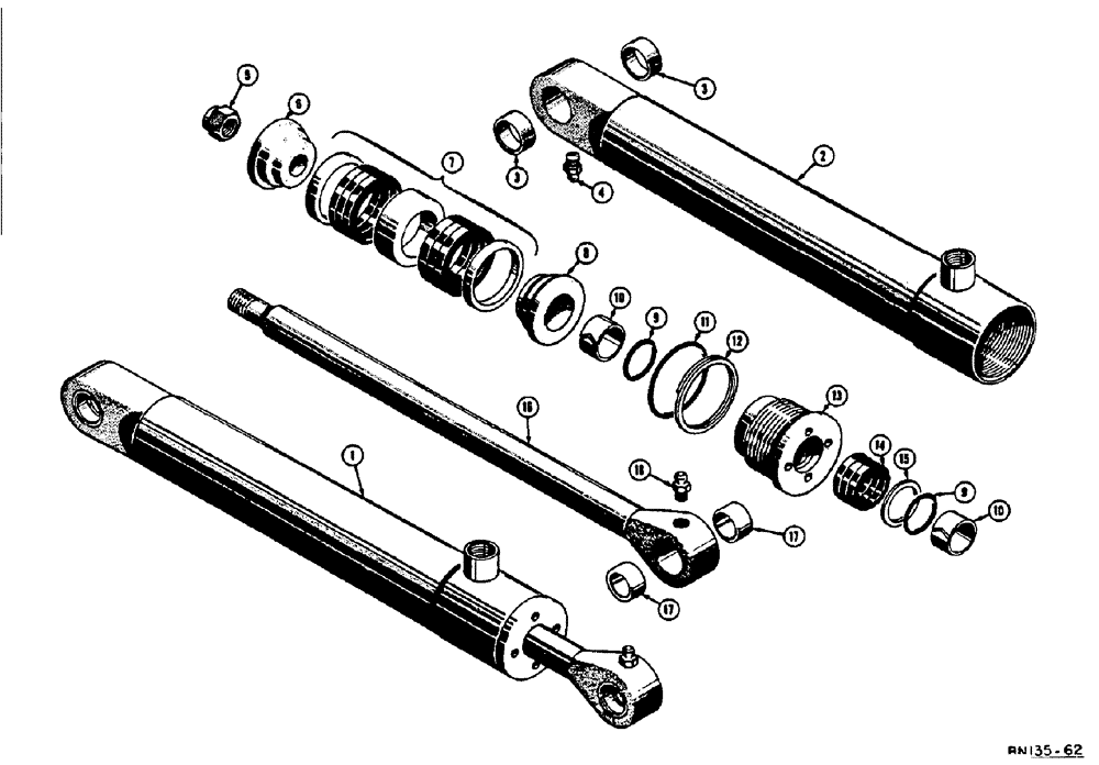 Схема запчастей Case 310E - (104) - D28163 AND D29919 HYDRAULIC DOZER ANGLING CYLINDERS (07) - HYDRAULIC SYSTEM