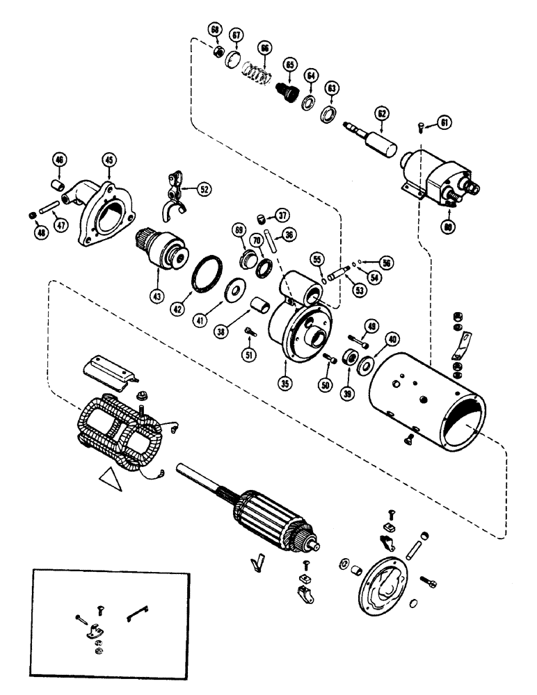 Схема запчастей Case 825 - (064) - A15485 STARTER, (336BD) AND (336BDT) DIESEL ENGINES, USED PRIOR TO TRACTOR SERIAL NUMBER 9110276 (06) - ELECTRICAL SYSTEMS