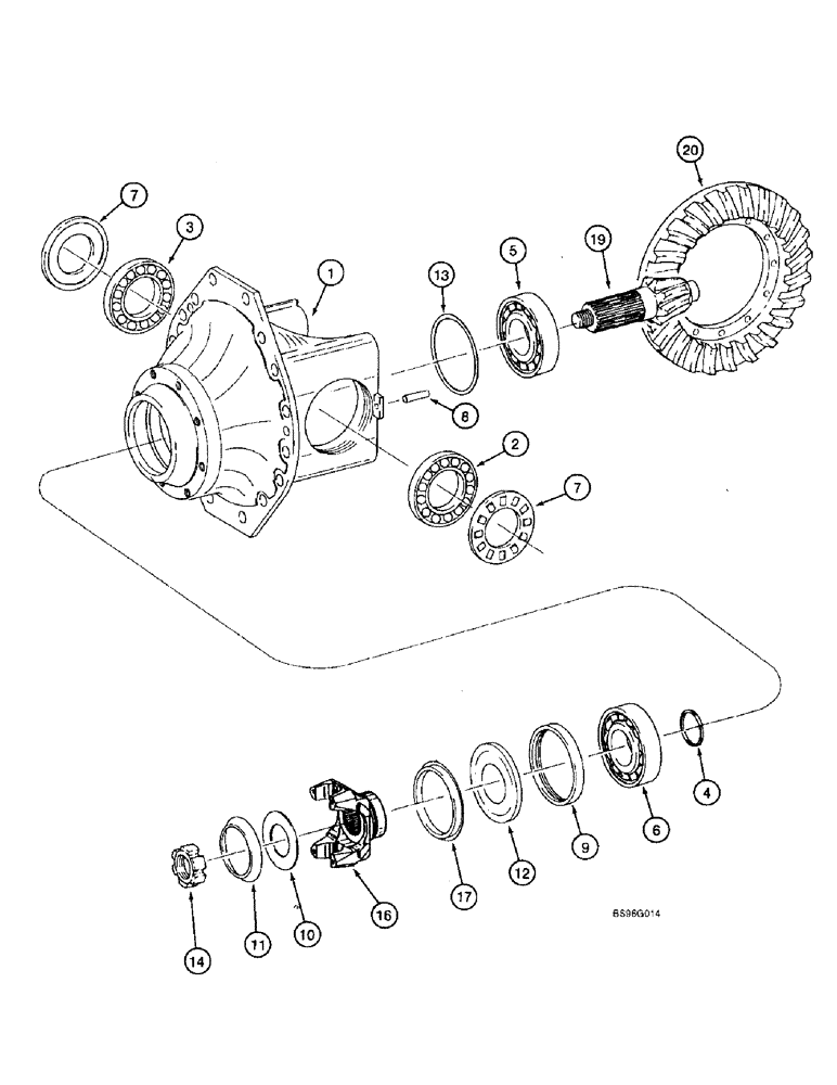 Схема запчастей Case 821B - (6-47A) - FRONT AXLE DIFFERENTIAL CARRIER, 229849A1 AXLE (06) - POWER TRAIN