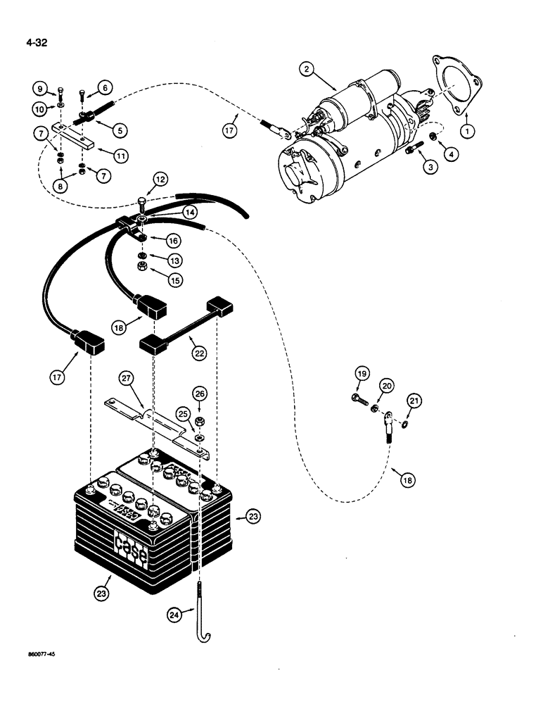 Схема запчастей Case W14B - (4-32) - STARTER, BATTERY, AND BATTERY CABLES (04) - ELECTRICAL SYSTEMS