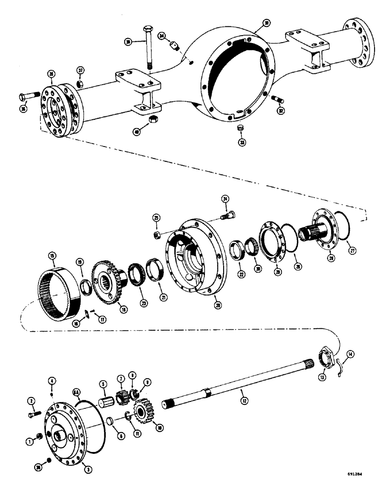 Схема запчастей Case W7 - (222) - RIGID AXLE AND PLANETARY, EARLY PRODUCTION (06) - POWER TRAIN