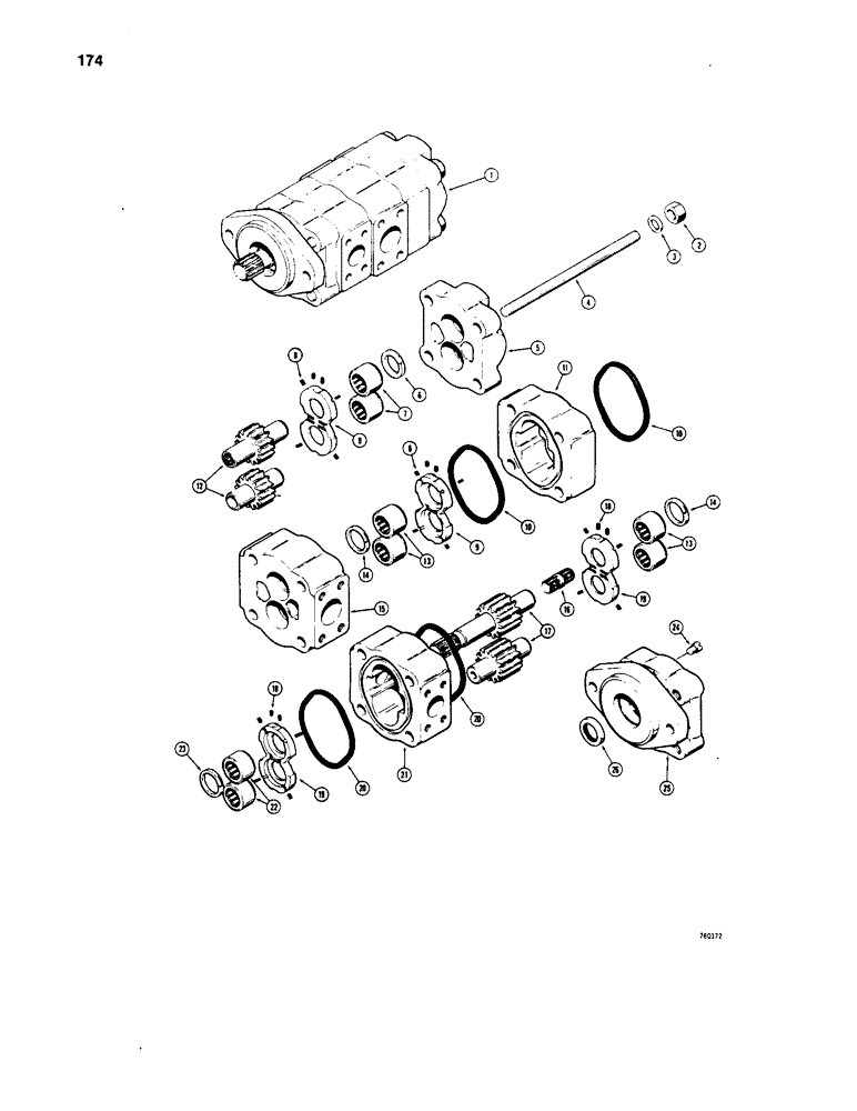 Схема запчастей Case W20 - (174) - L26895 LOADER AND STEERING PUMP (05) - STEERING