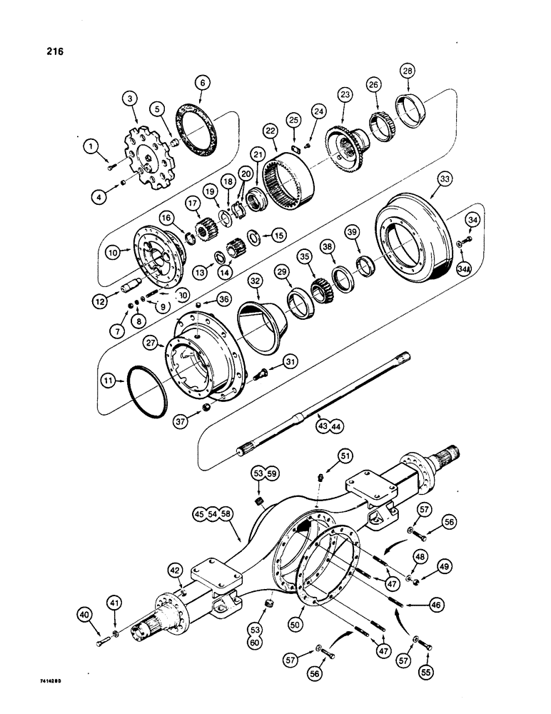 Схема запчастей Case W20 - (216) - W18 AND W20 AXLE HOUSING AND PLANETARY (06) - POWER TRAIN