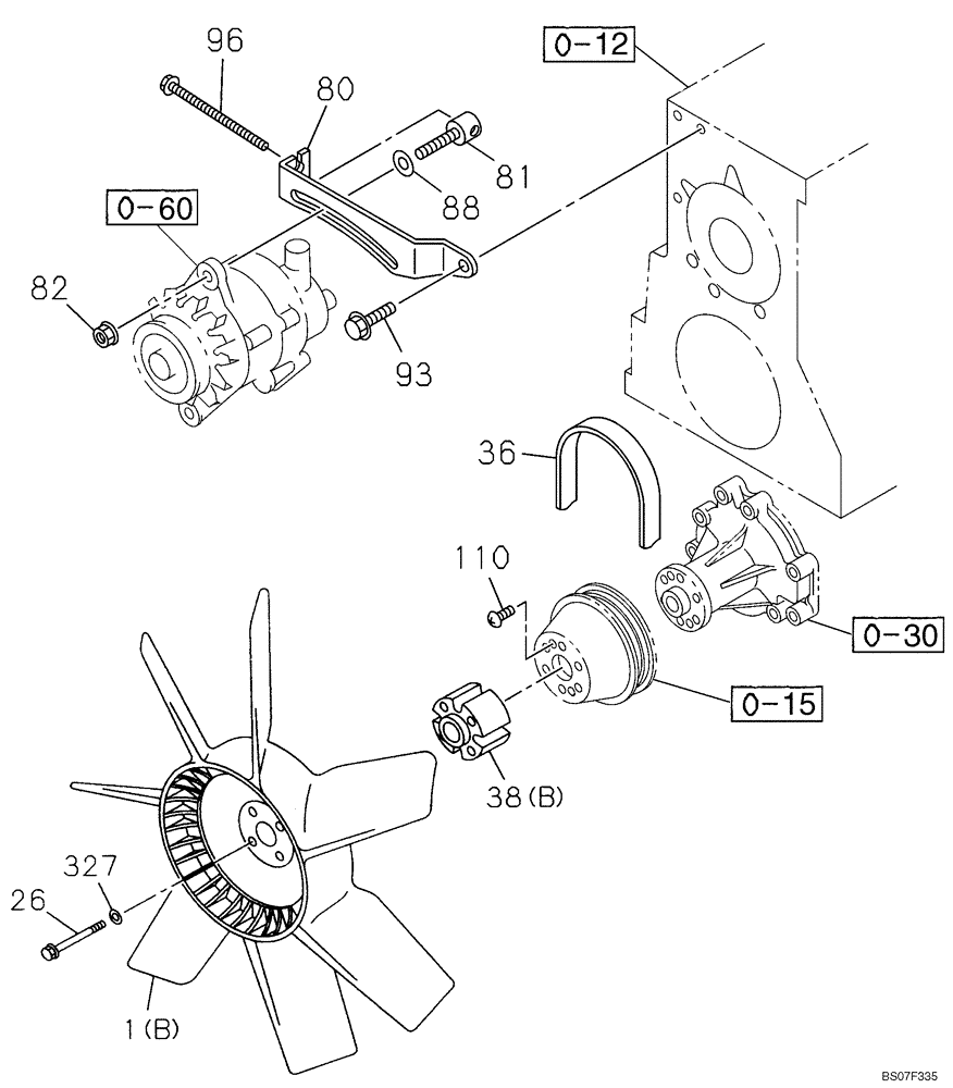 Схема запчастей Case CX225SR - (02-27) - BELT AND VENTILATOR - FAN GUARD (02) - ENGINE