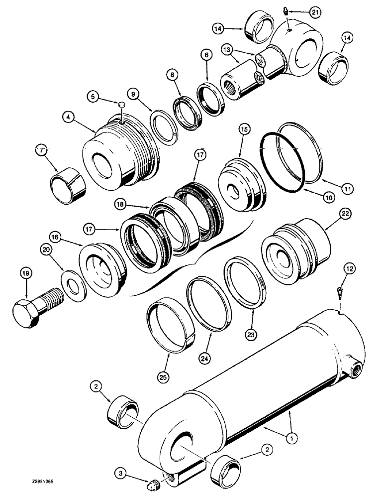 Схема запчастей Case 1150E - (8-060) - G34638, G34639,1986746C1 AND 1986747C1 CLAM BUCKET CYLINDERS (08) - HYDRAULICS