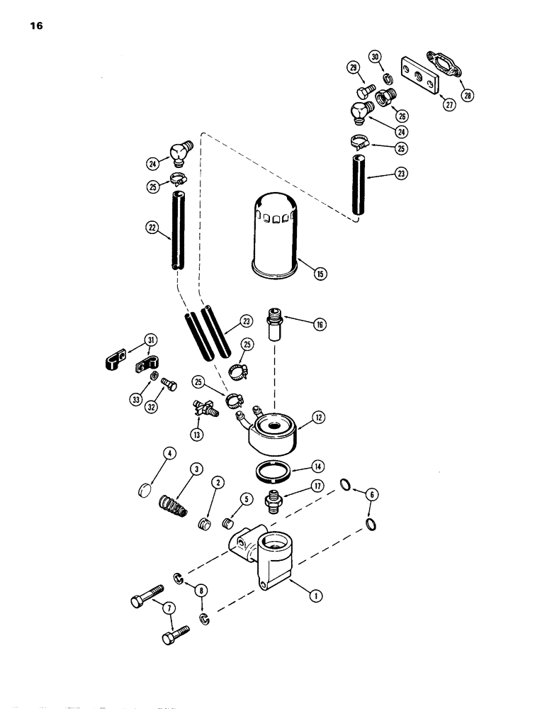 Схема запчастей Case 1150B - (016) - OIL FILTER AND COOLER, (451BD) AND (451BDT) DIESEL ENGINES, 1ST USED ENG. SN 2572692 (01) - ENGINE