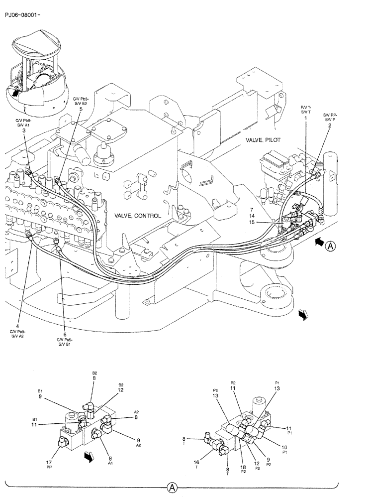 Схема запчастей Case CX50B - (01-046) - CONTROL LINES, REMOTE (SWING REMOTE CONTROL) (PY64H00058F1) (05) - SUPERSTRUCTURE